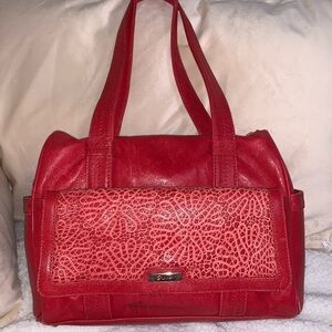 Glove, leather satchel